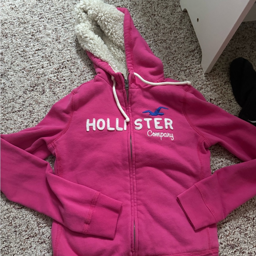 Hollister Y2K Vintage Pink Sherpa-Lined Hoodie Zip up